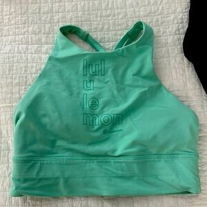 Mint green long line Lululemon sports bra size 6